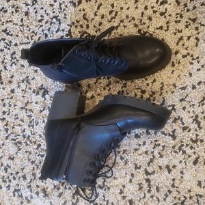 Black combat boots size 9.